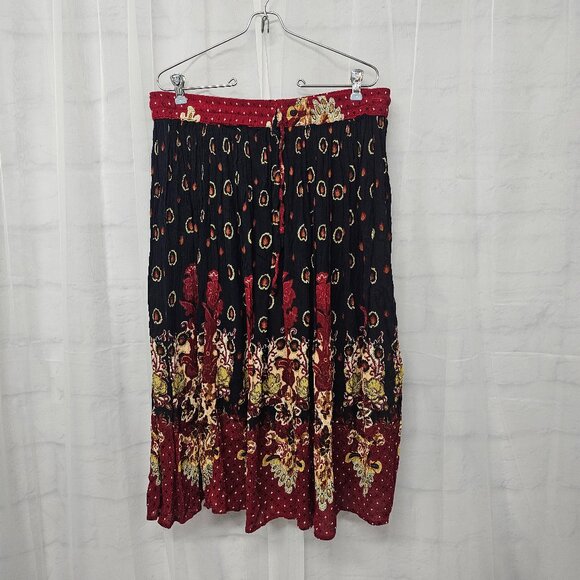 Collections Etc Dresses & Skirts - Vintage Collections Etc. Skirt Blue Red Floral Boho Midi Hippie Festival L FLAW